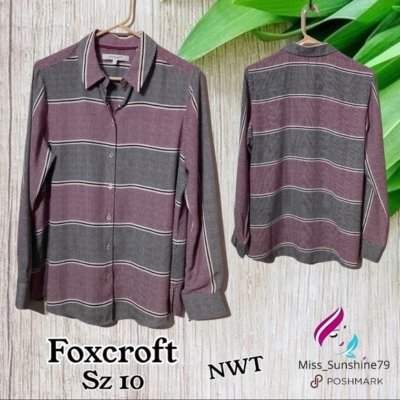 foxcroft NWT - Sz 10 - multicolor button down shirt - Picture 1 of 6